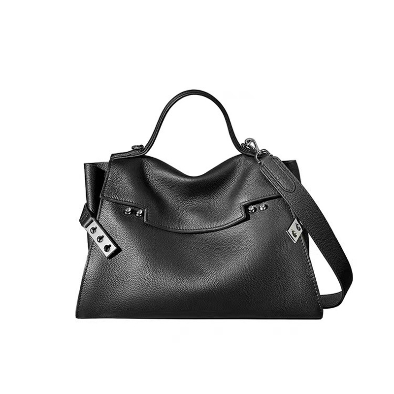 Ladies Cowhide Leather Handbag Large Capacity Casual Shopping Shoulder Crossbody Bag Retro Genuine Leather BagVoyage