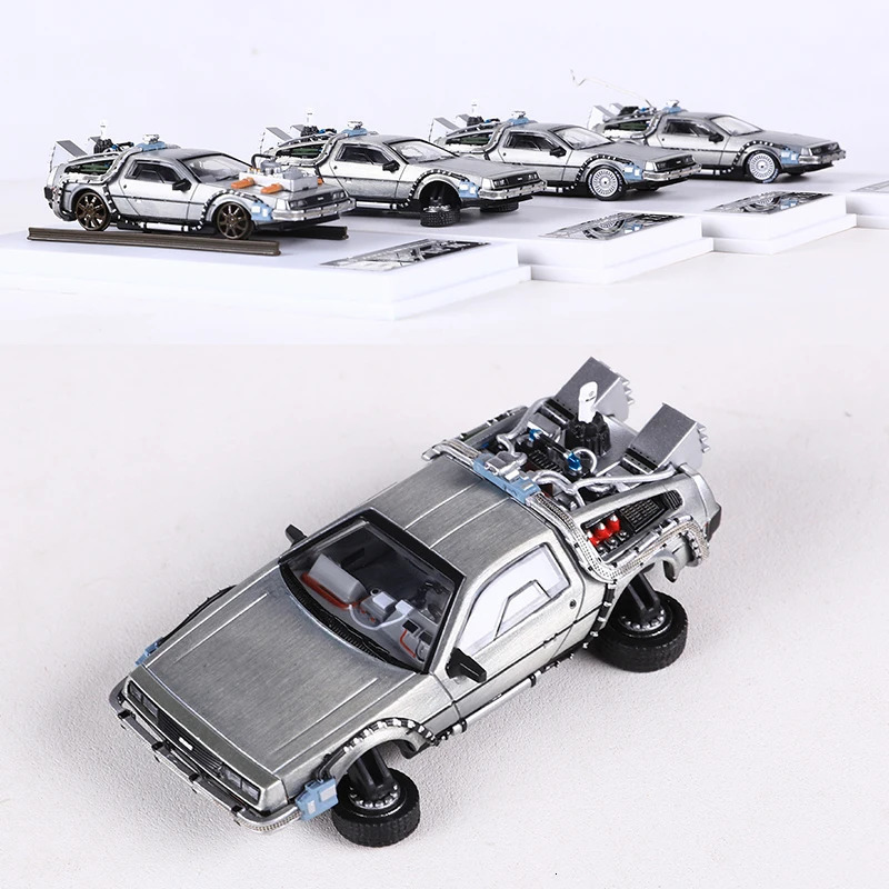 MJ 1 64 DeLorean DMC I II III Back To The Future Time Machine MrFusion Diecast Toy Vehicle Car Model 241118