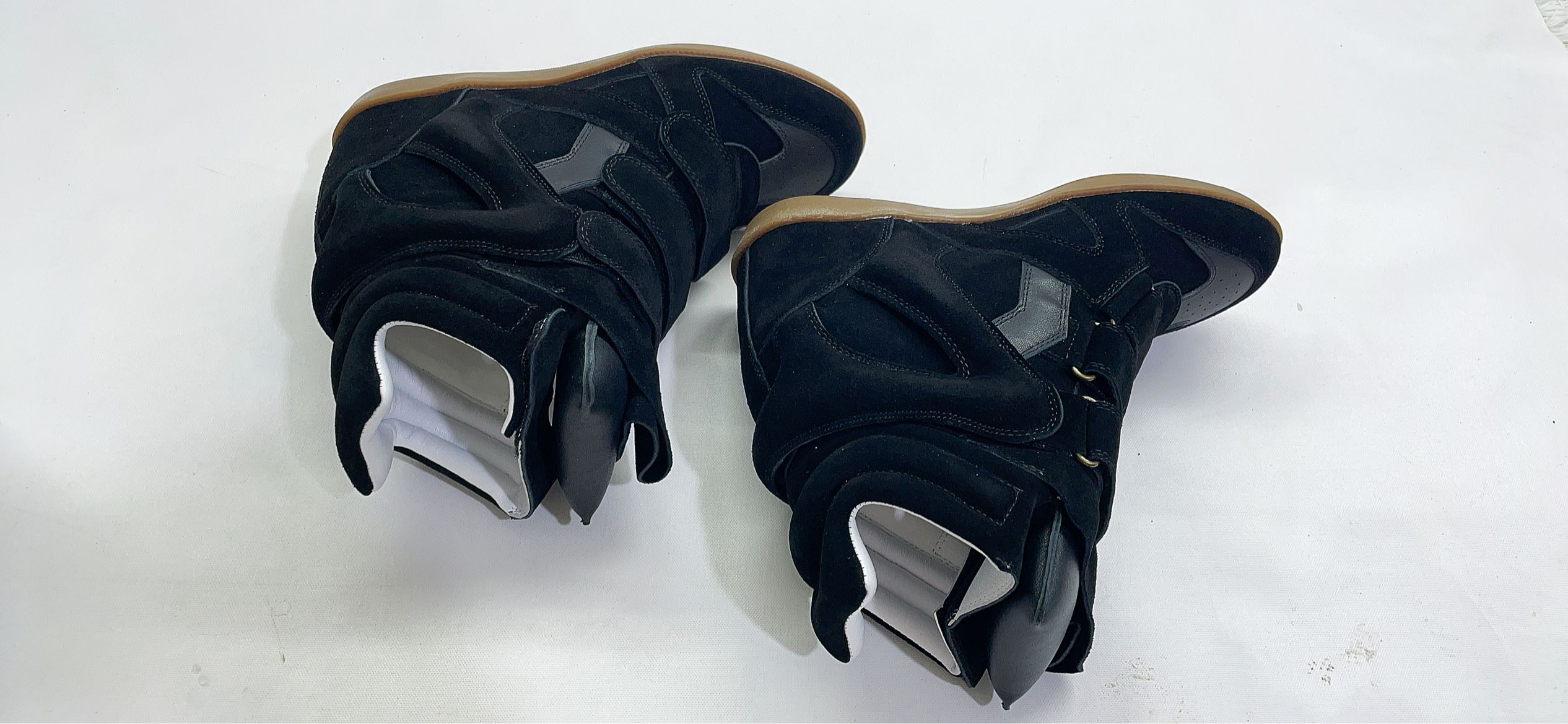 Suede Leather hot Ankle Boots with Hidden Wedge: Women's Casual High-Top Sneakers, Mixed Colors, 2024