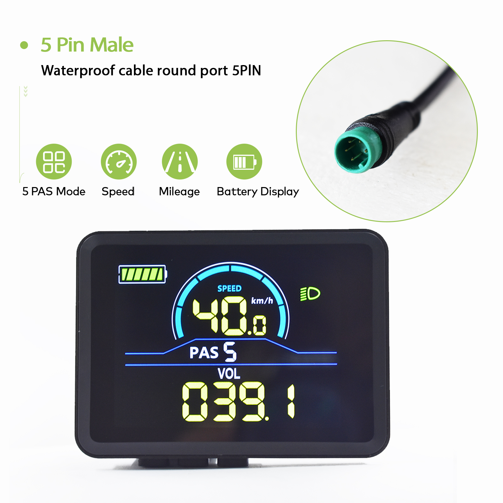 Electric Bike Computer with LCD Display - Compatible with 24V-72V Bicycles & USB Connection for Mountain Electric Riding