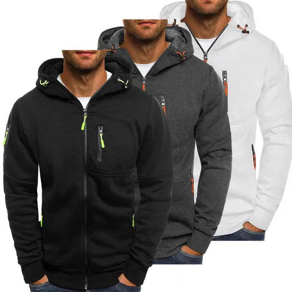 New Arrival Pahwork Design Jacket Mens Autumn/Winter Hoodie with Zipper Design Long Sves Zipper Pocket Fashionable Hoodie Suitable for Daily Use Z2411