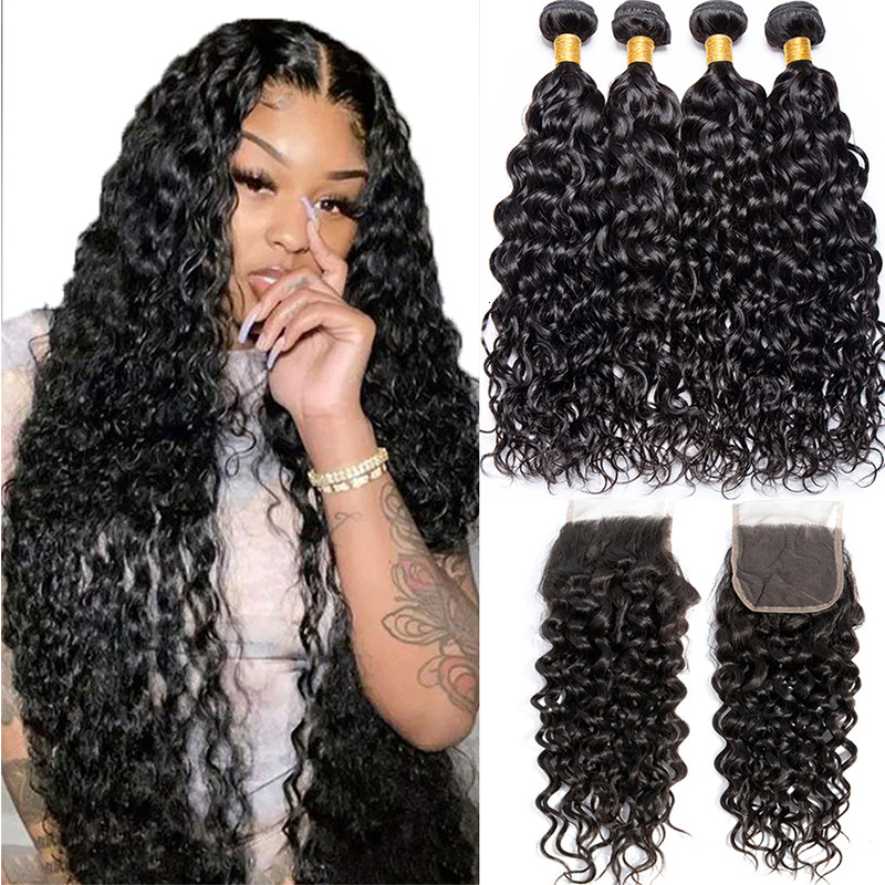 12A Mongolian Water 3 Human Loose Deep Wave Hair Bundles With Closure