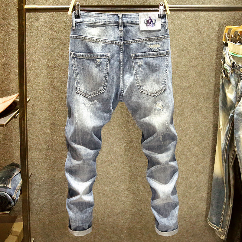 Spring And Autumn New Classic Fashion Trend Ripped Jeans Men's Casual Elastic Comfortable High-Quality Trousers 28-36