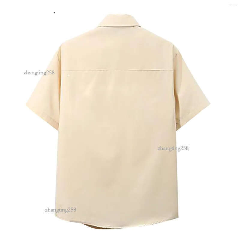 Men's Casual Shirts 2024 Summer Short Sleeve Lapel Pocket Button Up T-Shirts Beach Tops Solid Color Basic Male Clothes Plus Size