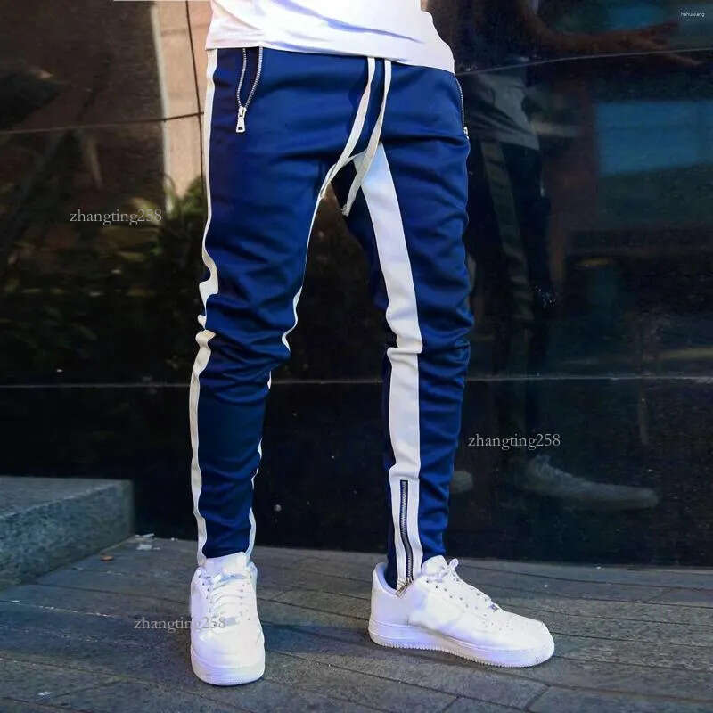 Men's Pants Men Jogger Fitness Slim Gym Long Sweatpants Contrast Colors Elastic Waist Drawstring Breathable Autumn Trousers 2024