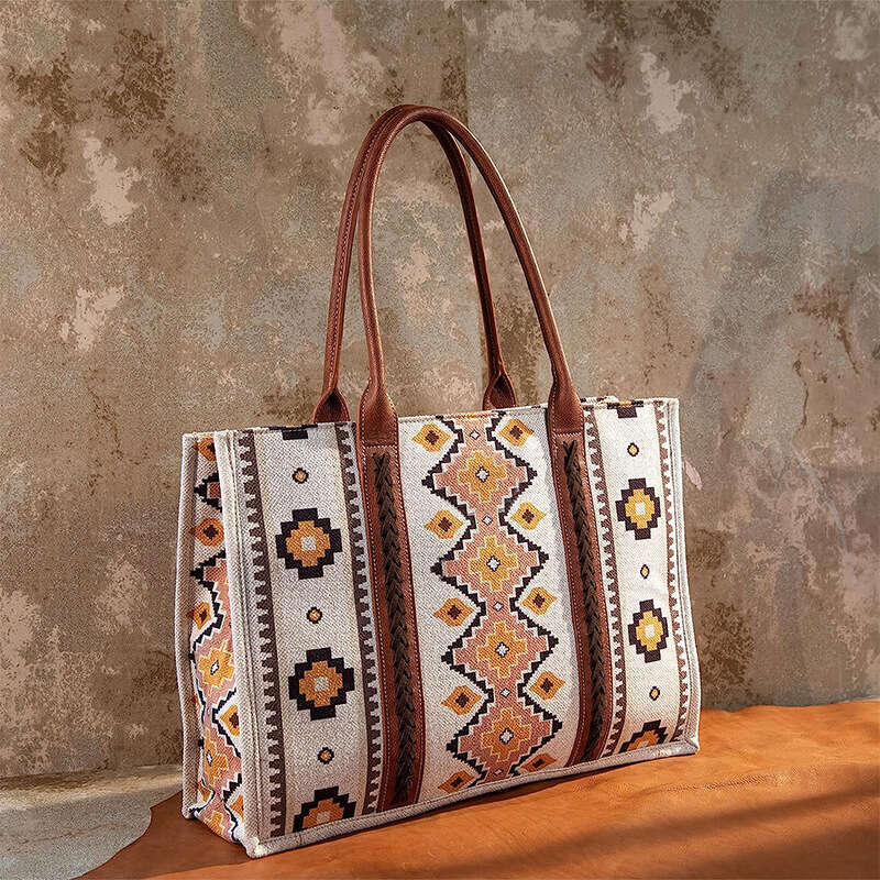 New Bohemian style women's printed tote bag, personalized trend, large capacity crossbody bag
