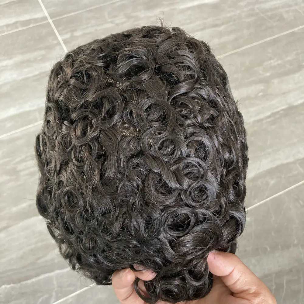20mm Curled Toupee Mens Wig Beauty Hair M Single Bottom Mens Waist Prothesis Durable Mens Hair System Mens Hair M241118