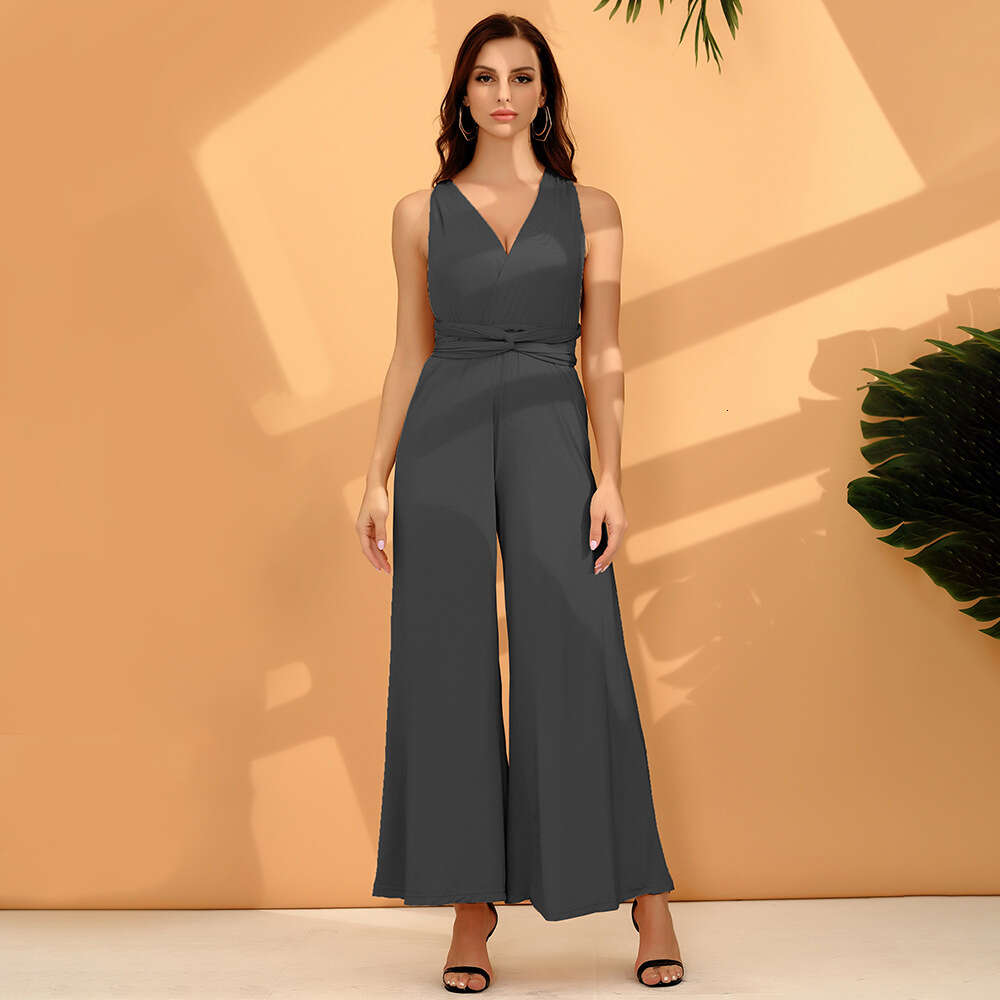 Platform Sexy Hot Selling Women's Fashion Solid Color Multi Wear Wide Leg PANTS F41835