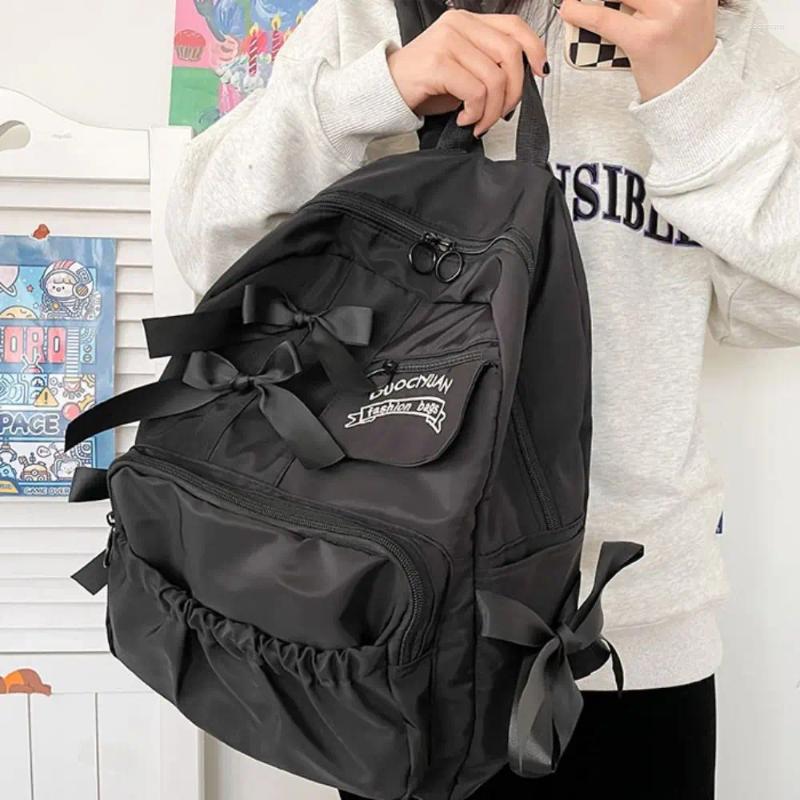 2025 NEW School Bags wer Bow Backpack Kawaii Canvas Large Capacity Students Bag Storage College Style Shoulders Outdoor