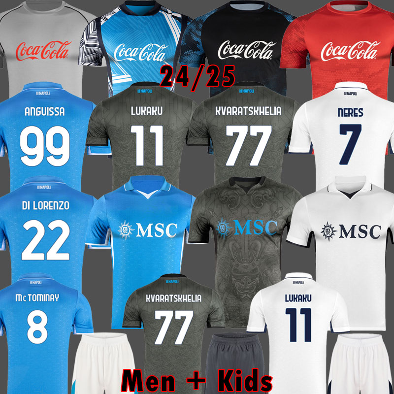 24 25 NAPOLI soccer jersey Limited Maglia Naples 2024 2025 KVARATSKHELIA KIDS CAMPIONI D'ITALIA Halloween Pre Match FOOTBALL SHIRT Training SSC Napoli Maillot