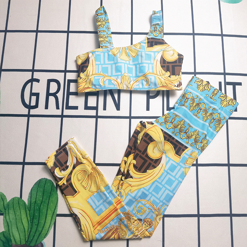 Fashion Printed Tracksuits For Women Letters Design Yoga Outfits Womens Comfortable Padded Fitness Jogging Suit Leotard Bodysuit Yoga Set