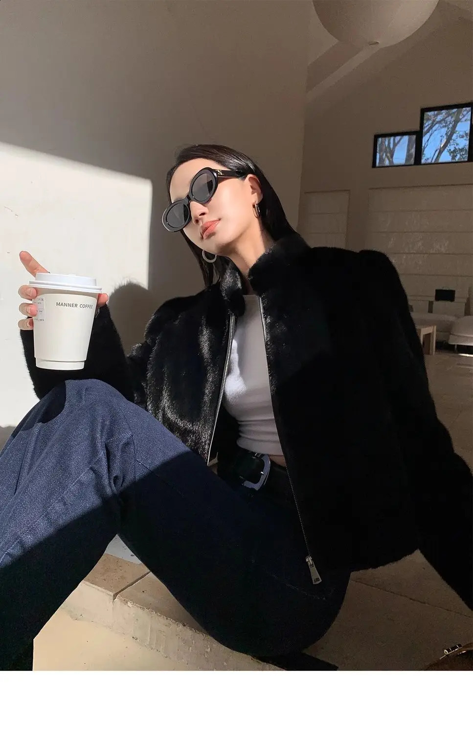 Korea Mink Fur Coat Women Fashion Essential Natural Warm Short Leather Outerwear Winter Jacket 241118