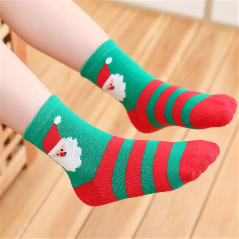 5 pairs of Childrens Christmas Socks Autumn and Winter Cotton Cartoon Boys and Girls Baby Socks 1-12Y 241118