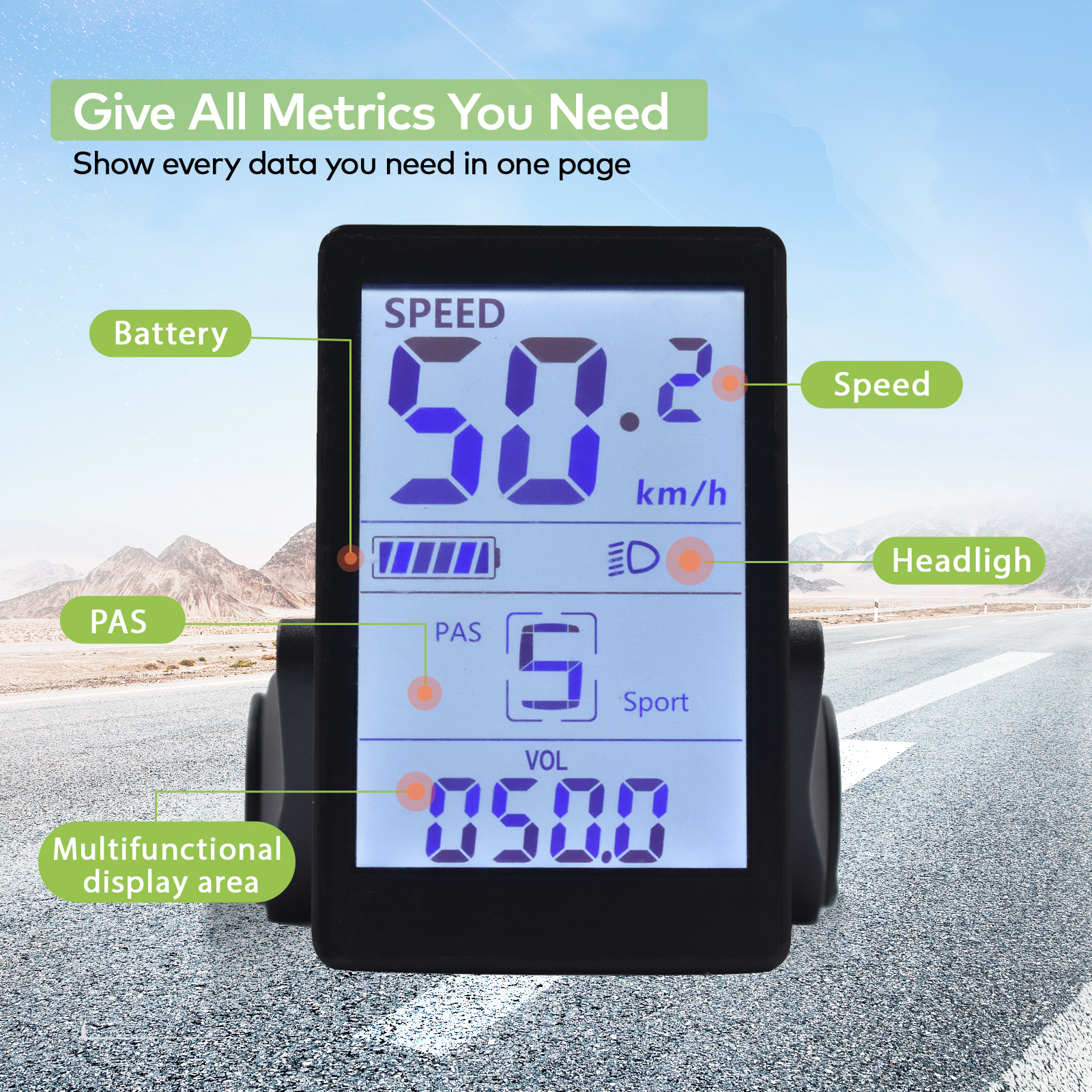 Display E-bike & E-Scooter M6H Bike Compact Cycling Computer Portable Electronic Bike Computer for E-Bike & Scooter Performance Analysis