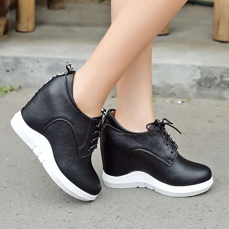 Fashion Wedges Women Spring Autumn Comfort Hidden Platform Casual Shoes Girls Lace-up Wedge Heels Grey White Sneakers b45c