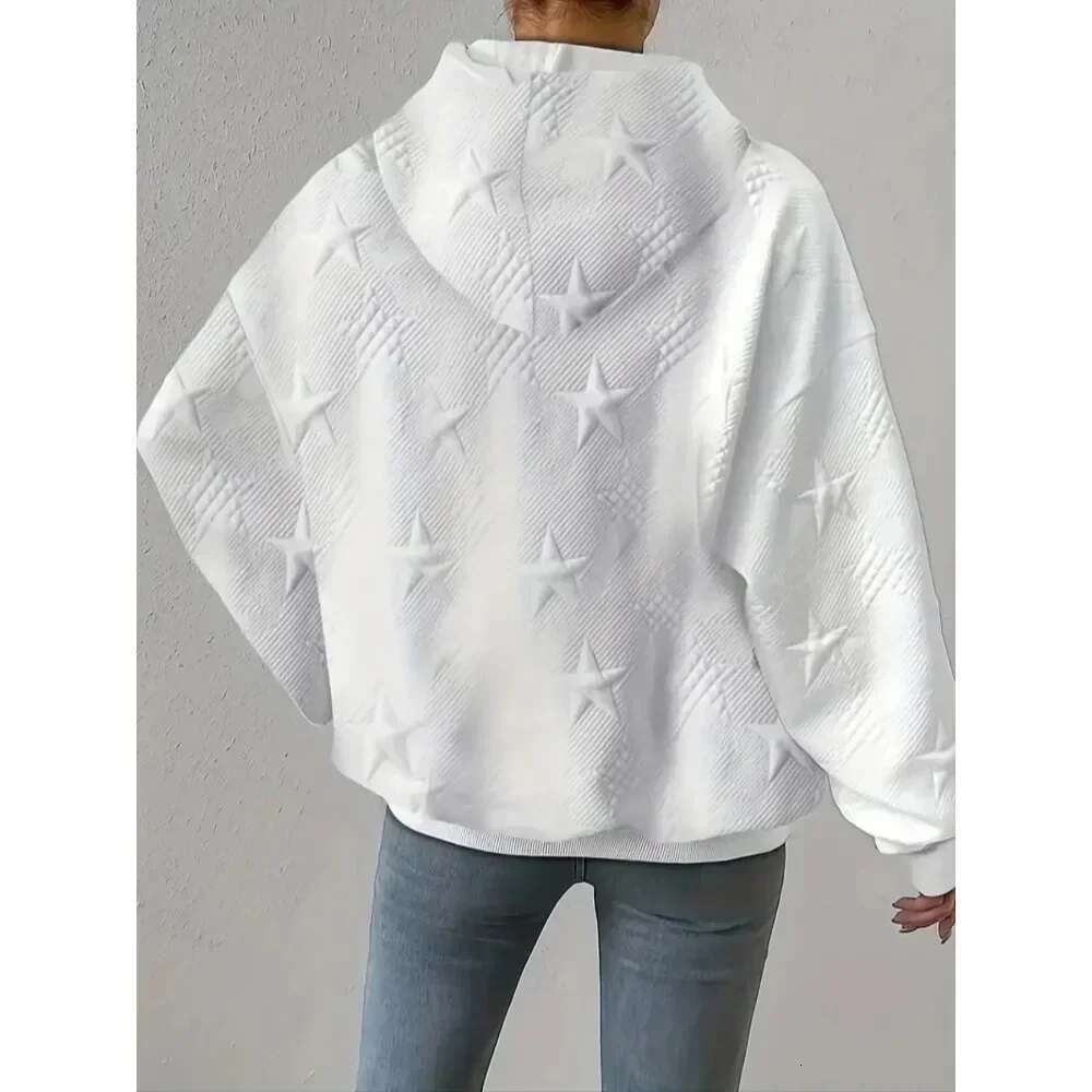 Women's Casual 1Xl-5Xl Long Sleeved Fashionable Solid Color Loose Drawstring Hooded Sweatshirt Plus Size Women's Clothing 250527