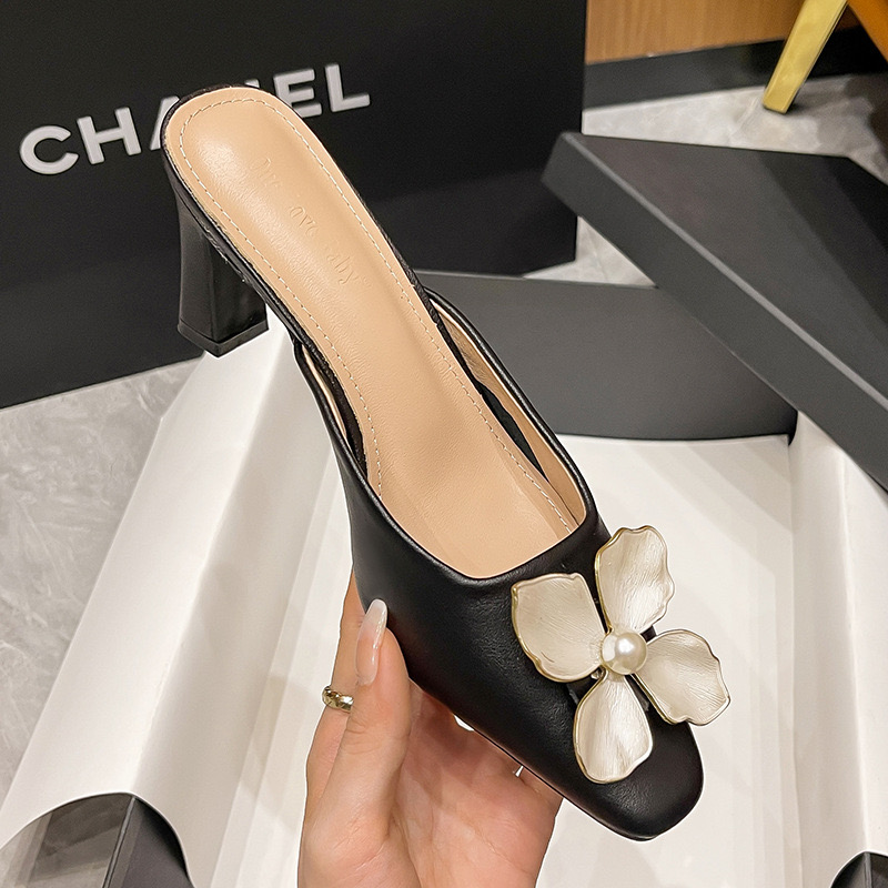 061b4 Crystal buckle wer Designer pumps woman mules ral thin high heels shoes women small square toe sgback slip on tacones taces