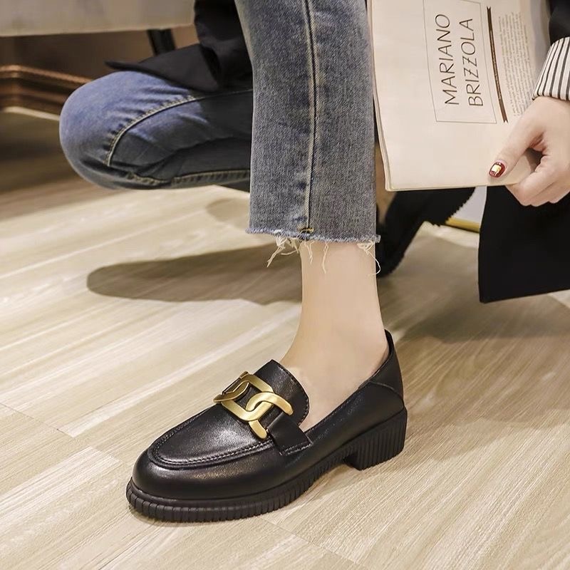 chain 2cceb metal brand designer leather flats square to rubber derby shoes chains brogues women flat loafers s