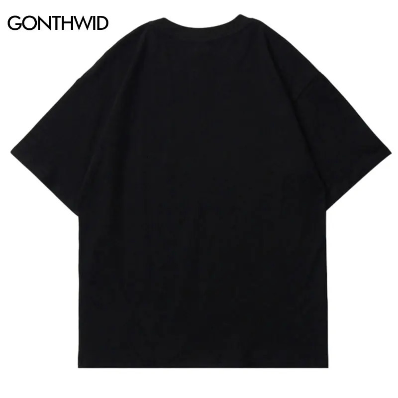 Men Hip Hop T Shirt Streetwear Dark Style Shadow Printed T-Shirt Summer Short Sleeve Tshirt Harajuku Cotton Tops Tees Black 240409