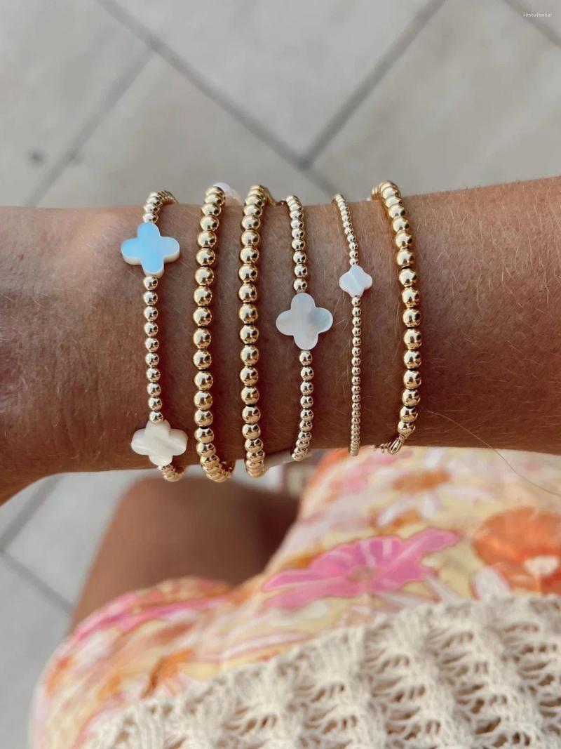 Strand CCGOOD Shell Flower Bracelets Fashion Lucky Jewelry Gold Plated 18 K Beads Bracelet For Women Beaded Minimalist Pulseras Mujer