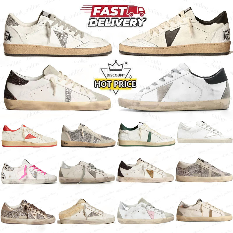 Designer Loafers Sneakers Super-star S Shoes Leather Italy Dirty Old Shoe Brand Women Men Black White Ball Casual Star Trainers 35-47