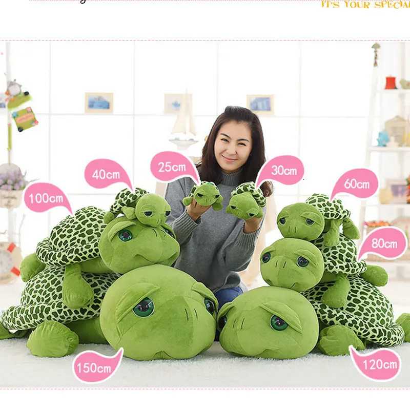 20100cm Cute Super Green Big Eyes Stuffed Tortoise Doll Turtle Animal Plush Toy Boy Girl Birthday Gift 241118