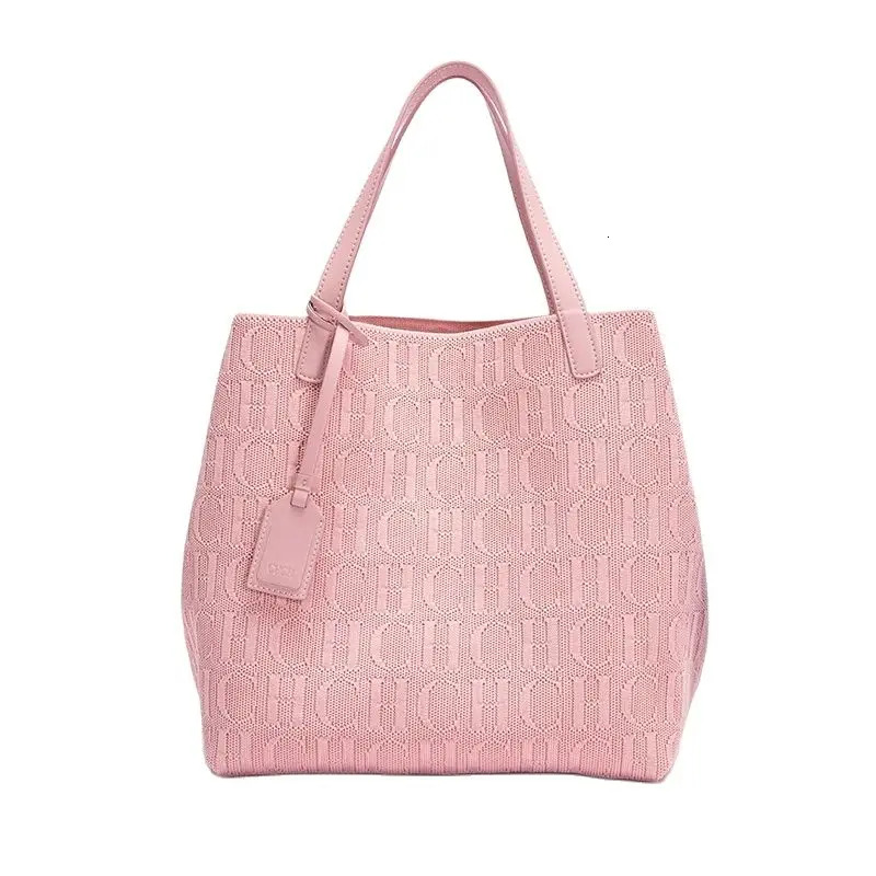 Handmade Large Capacity Women's Shoulder Bag Ladies Handbag Fashion Classic New Solid Color High-Quality Temperament PU