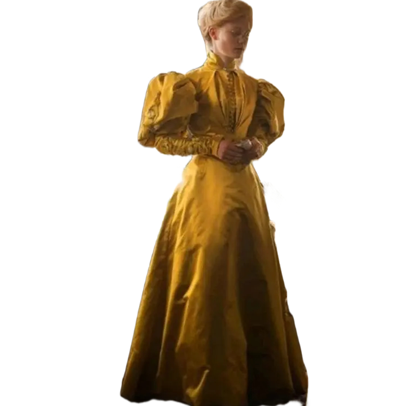 Crimson Peak Edwardian Prom Dresses Vintage Long Puffy Sleeves Historical Costume Evening Formal Dress Bow Civil war Theater Southern Special Occasion