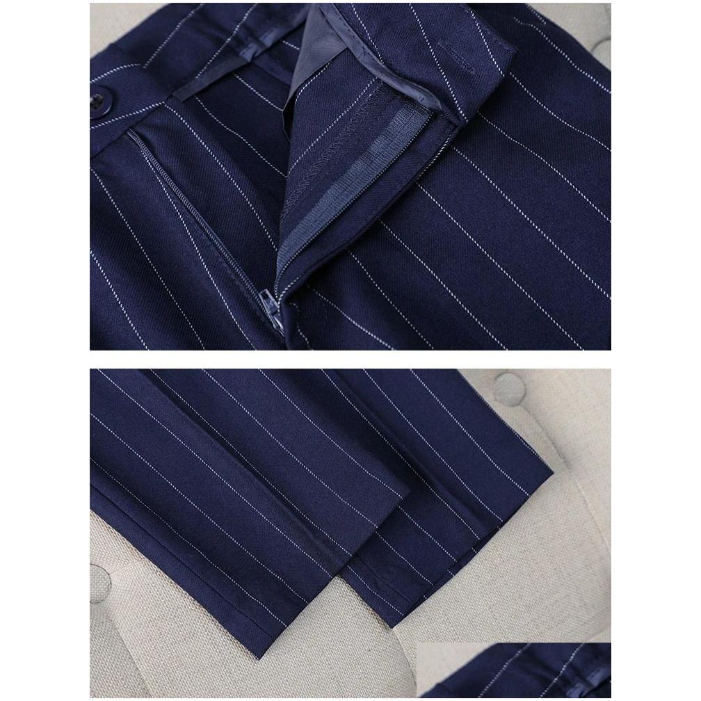 Women'S Suits & Blazers Womens Fashion S-8Xl Office Ladies Formal Pant Suit Set Women Blue Striped Female Business Work Wear 2 Piece Dhoxz