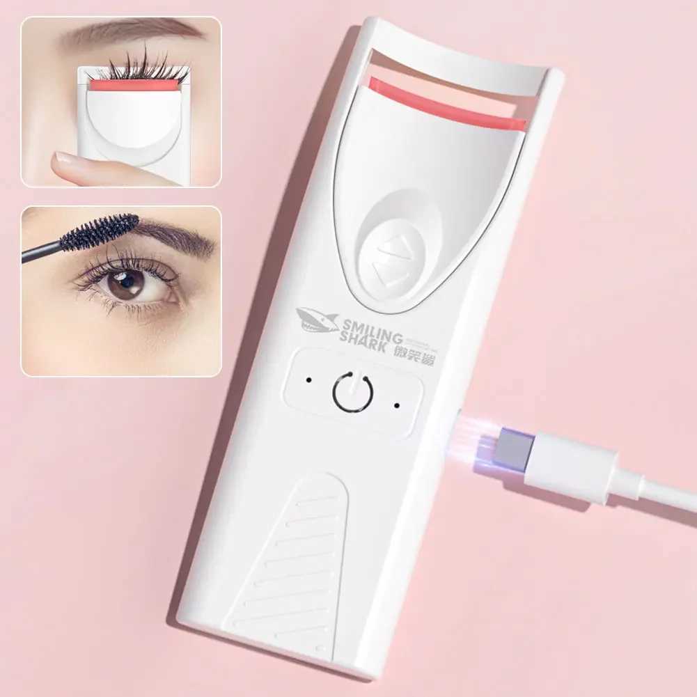 Smiling Shark Eyelash Curler Portable Small Electric Heating Eyelash Curler Long Life Electric Heating Comb Makeup Tool W241118