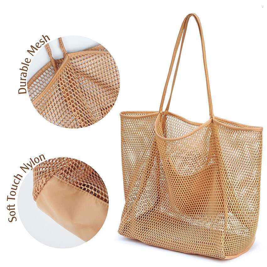 Hot selling summer shoulder mesh beach bag women's shopping handbag Shiling