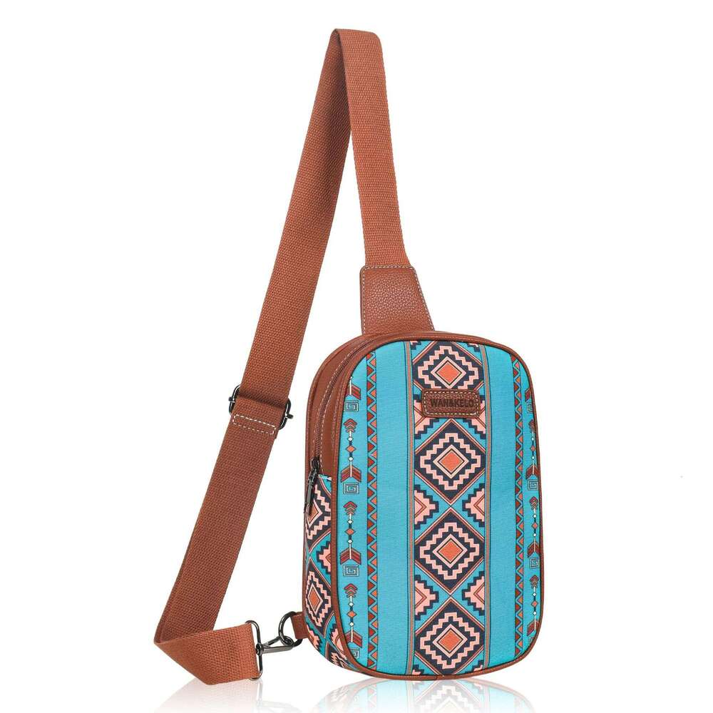 2024 New Bohemian Women's Chest Single Shoulder Waterproof Crossbody Bag, Ultra Light Canvas Design