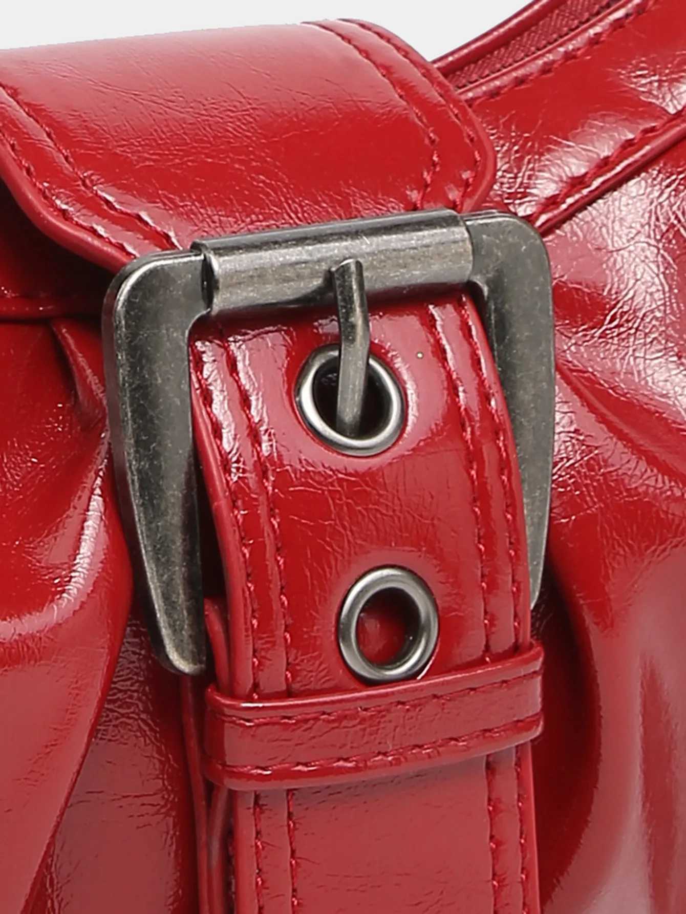 Wens Y2K Bag Pleated Hobo Red Shoder Bag for Wen PU Leather Cluh Handbag Purse for Girls Chic Luxury Designer Handbags Z250514