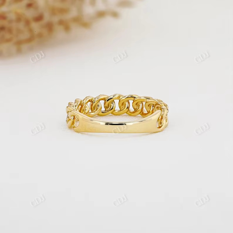 Newest Design Classic Fine Jewelry Lab Grown Diamond Wedding Bands for Woman 14k Solid Yellow Gold Cuban Chain Rings Wholesaler