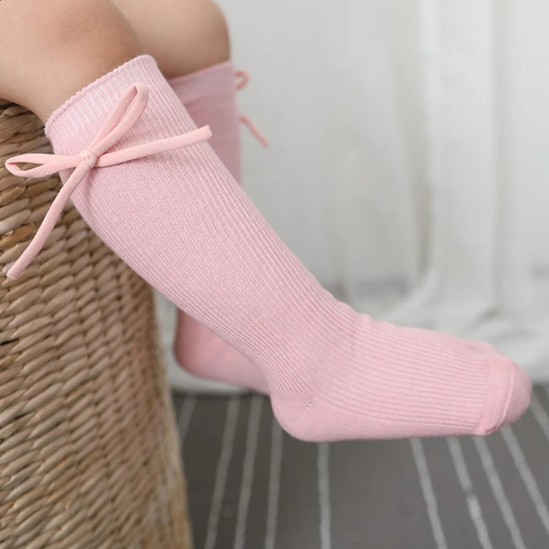 Baby girl clothing Christmas cotton ribbed childrens knee high socks bow n childrens socks 0-10 years 241118