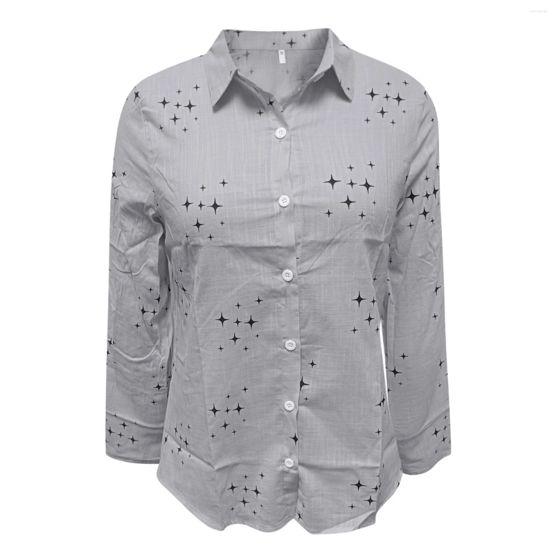 Womens Blouses Womens Linen Shirts Casual Long Sleeve V Neck Button Down Office Work Loose Breathable Blouse Gathering Leisure Versatile