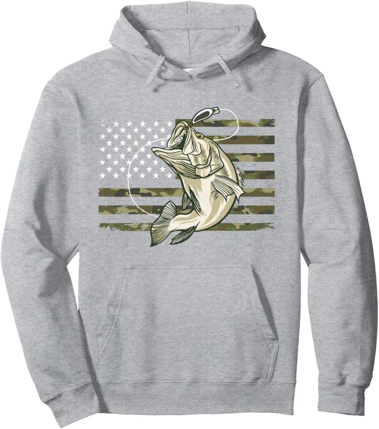 High Quality Fishing Camo American Flag Bass Fish Fisherman Camo Plover Hoodie Warm Mens Sweatshirt Funny Hoodie T241118