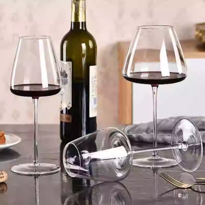 Collection Level Handmade Red Wine Glass Ultra-Thin Crystal Burgundy Bordeaux Goblet Art Big Belly Tasting Cup