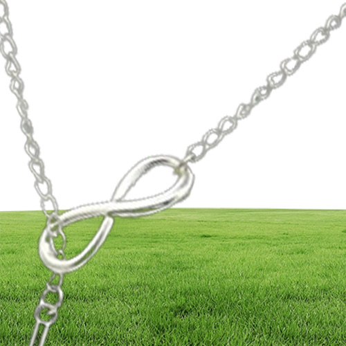 WholeN606 Personality Infinity Lariat Pendant Necklaces Silver Plated European Collares Necklace Forever Faith Necklace