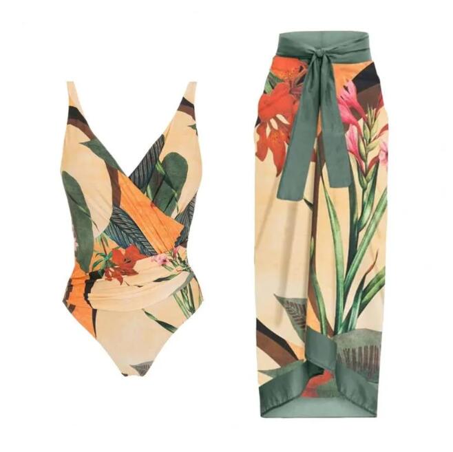 Women's Swimwear Vintage Women One Piece Swimsuit Designer Bathing Suit Beach Dress Cover Up Luxury Surf Wear Summer Beachwear #Lcc