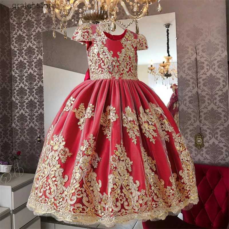 Girl's Dresses Embroidery Elegant Kids Princess Dress for Girls Birthday Party Prom Gown Vintage Court Lace Evening Dress Christmas Girl Dresse