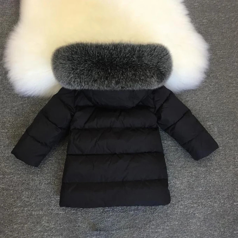 Hooded Real Fur Baby Boy Jacket Down Warm Girl Winter Coat Outdoor Snowsuit Children Outerwear Thick Toddler Windbreaker 241118
