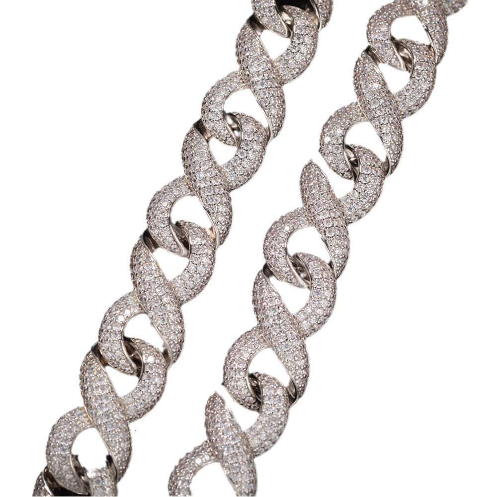 Cuban Link Necklace 3 Row Moissanite 24MM W Gold Chains for Men Prong Chocker S Personalize Iced Out Chain Hip Hop Designer Jewelry NO5