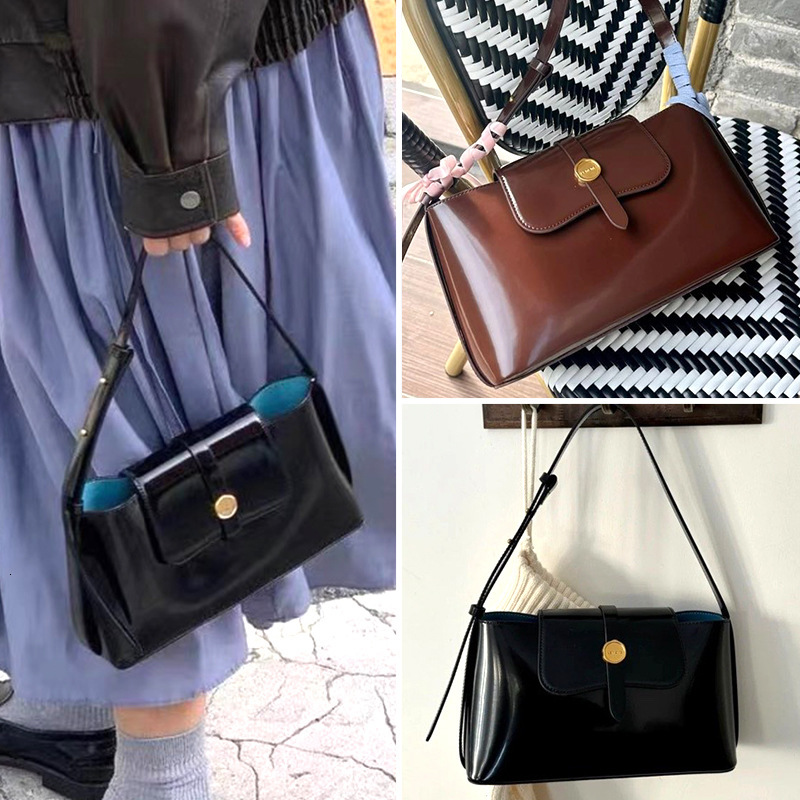 One Handmade Custom Vintage Baguette Underarm Cowhide Envelope Commuter's All-Matching Shoulder Messenger Bag Genuine Leather BagVoyage