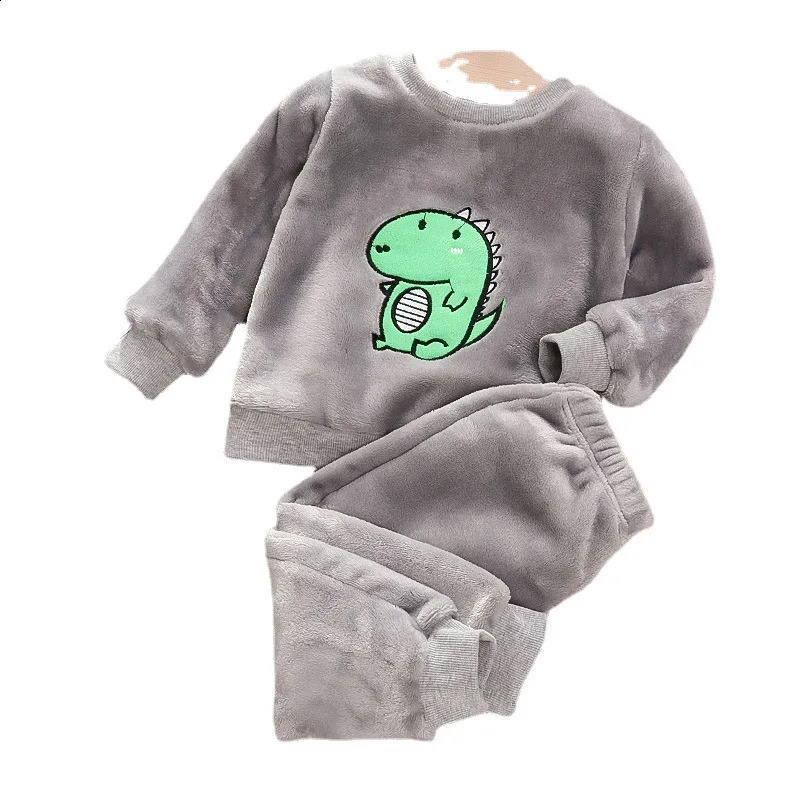 Coral Velvet Super Soft Sleepwear Set suitable for children boys girls long sleeved pants lazy childrens sleepwear set solid sleepwear set 241118