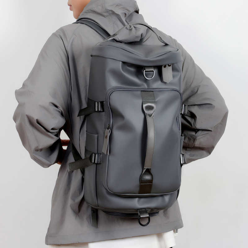Fashionable membrane outdoor travel bag, hand-held large capacity dry wet separation fitness bag, lightweight and simple double back luggage bag