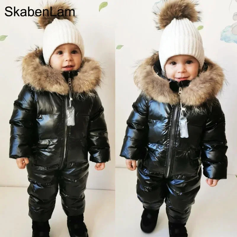 Winter Jumpsuit Overalls for Girls Children Thick Ski Suit Boys Duck Down Jacket Toddler Baby Snowsuits Outerwear Warm Coat 03Y 241118