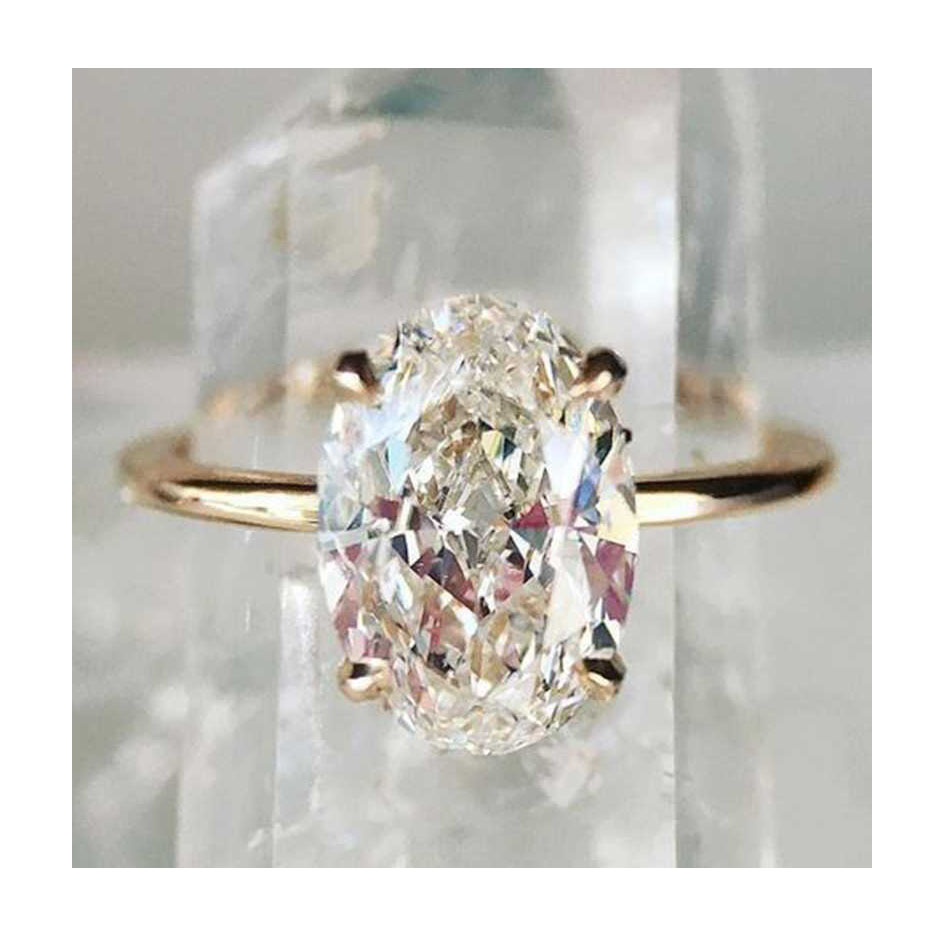 Top quality Luxury Oval Crystal Cubic Mosan Diamond CZ Ring Shiny Gold Color Engagement moissanite Rings for Women Wedding Cocktail Party Gift Fashion