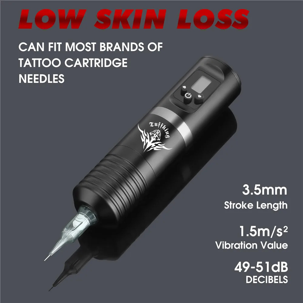 Professional Tattoo Machine Pen Kit Wireless LED Digital Display 1500mAh Battery with Hybrid Ink Cartridge Needle Suitable for Tattoo Artists 241118