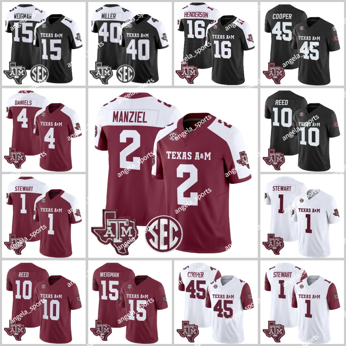 Custom Aggies Johnny Manziel Conner Weigman College Football Jerseys Moss Marcel Reed Von Miller Cyrus Allen Big Size 4XL Stitched